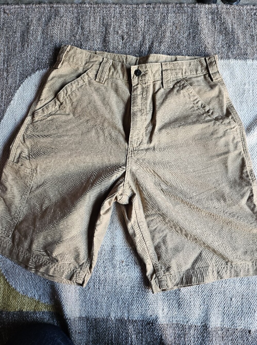 Carhartt B147 Carpenter Shorts Dark Khaki 32 Loose Fit Canvas